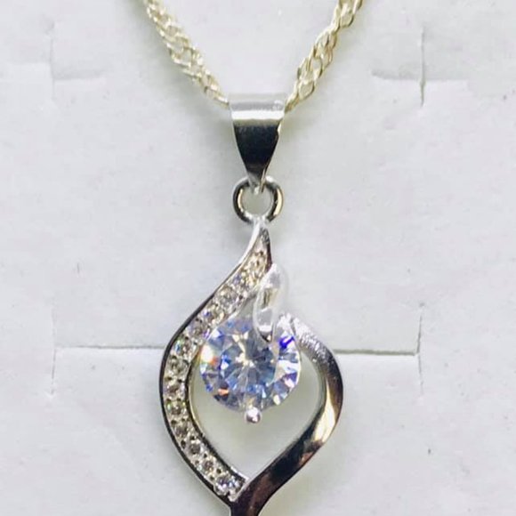 16" Gorgeous .75CT 5A CZ Platinum Plated S925 Sterling Silver Necklace - Picture 7 of 9